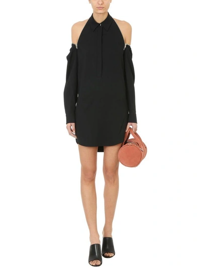 Shop Alexander Wang Zip Trimmed Shirt Dress In Black