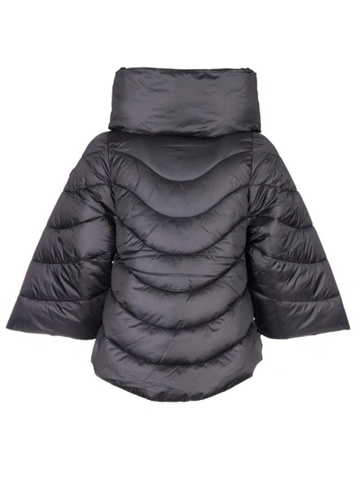 Shop Save The Duck Cropped Sleeve Padded Jacket In Black
