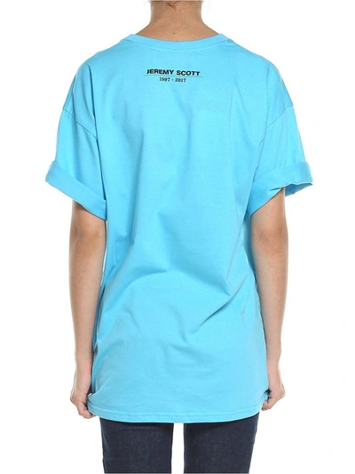 Shop Jeremy Scott Printed Cotton-jersey T-shirt In Blu
