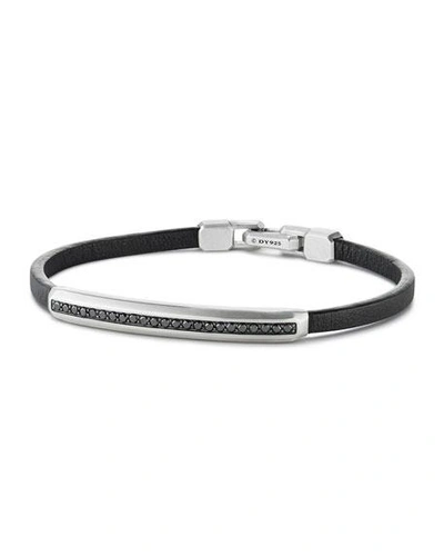 Shop David Yurman Men's Streamline Id Leather Bracelet With Silver, 6mm In Black/silver