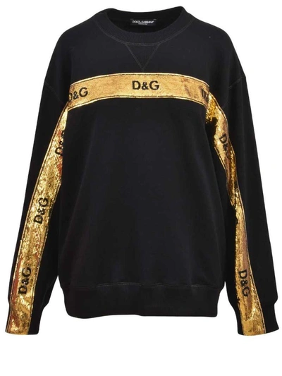 Shop Dolce & Gabbana Sequinned Gold Sweatshirt In Black