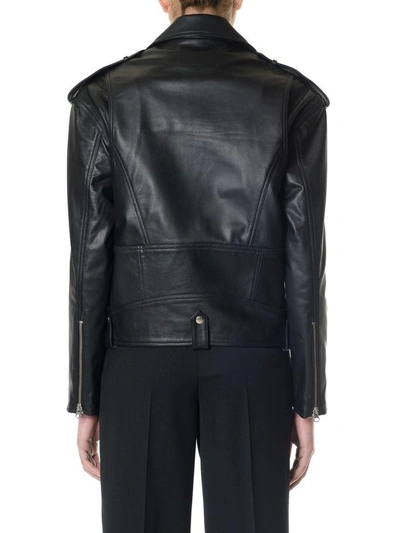 Shop Mcq By Alexander Mcqueen Zipped Black Leather Biker Jacket