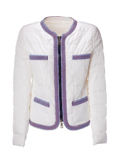 Shop Fay Contrast Puffer Jacket In Bianco