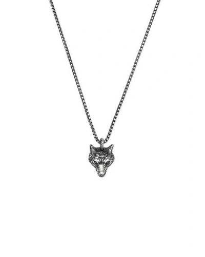 Shop Gucci Men's Wolf Head Sterling Silver Necklace