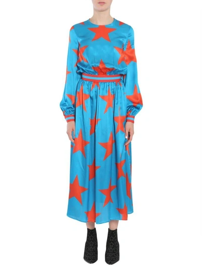 Shop Msgm Silk Dress In Blu