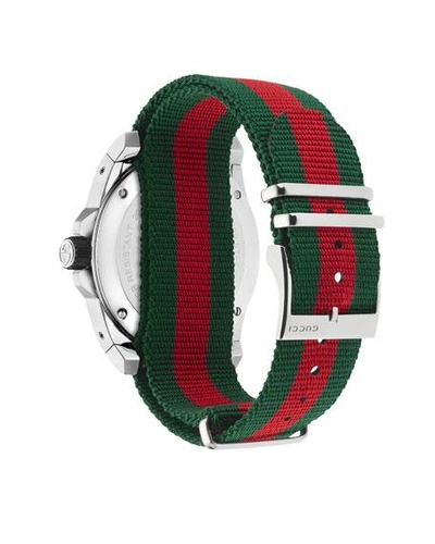 Shop Gucci 45mm  Dive Watch W/ Nylon Web Strap In Green/red