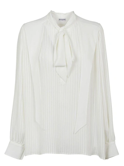 Shop Balenciaga Pleated Blouse In White