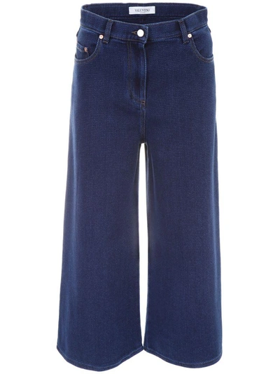 Shop Valentino Cropped Jeans In Denim (blue)