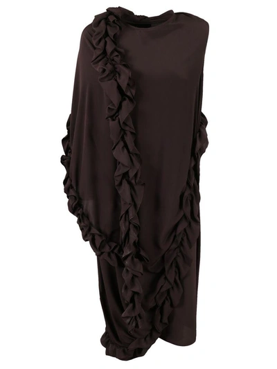 Shop Marni Ruffled Dress In 00rdark Eggplant