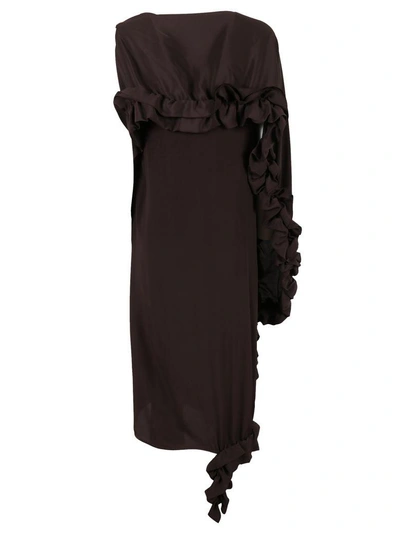 Shop Marni Ruffled Dress In 00rdark Eggplant