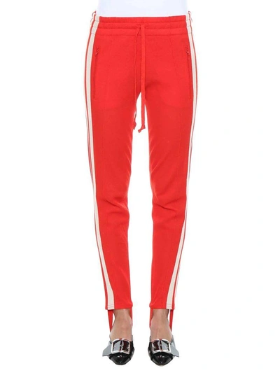 Shop Isabel Marant Étoile Red Knitted Doriann Pants With Drawstring At Waist, White Contrast Stripes And Elastic Band Under Th In Rosso