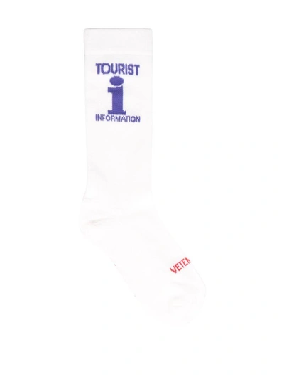 Shop Vetements Tourist Cotton Socks In Bianco