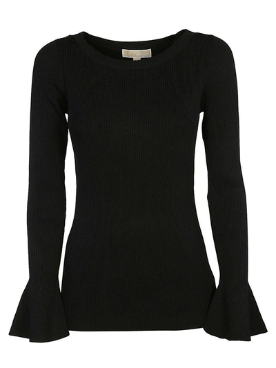 Shop Michael Kors Ribbed Bell-cuff Pullover In Black