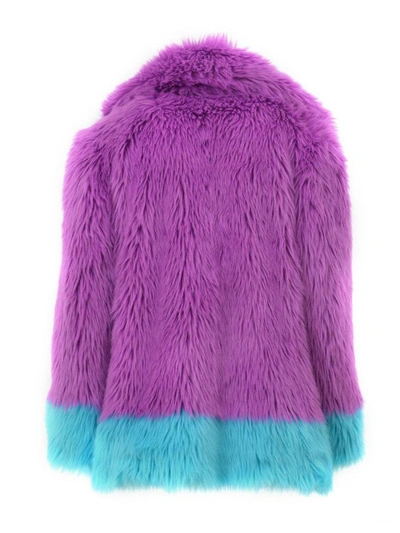 Shop Alberta Ferretti Purple/blue Ecofur Coat