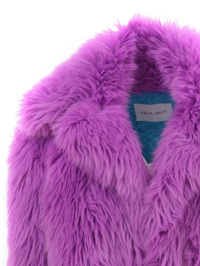 Shop Alberta Ferretti Purple/blue Ecofur Coat
