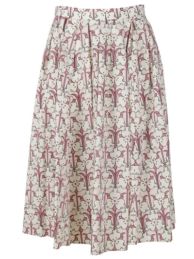 Shop Prada Floral Skirt In Alabastro