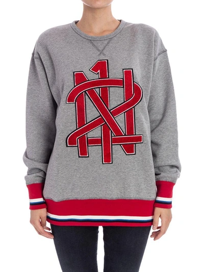 Shop N°21 Cotton Sweatshirt In Grey - Red