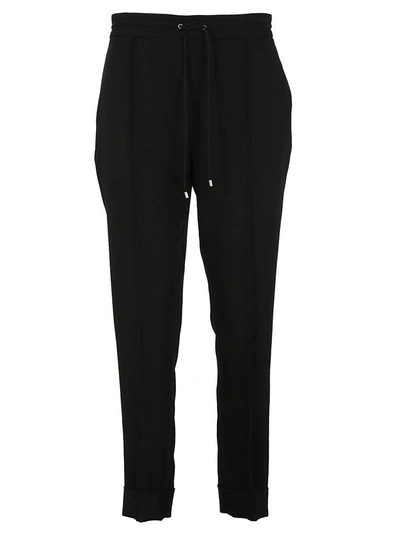 Shop Kenzo Cropped Drawstring Trousers In Black