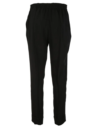 Shop Kenzo Cropped Drawstring Trousers In Black