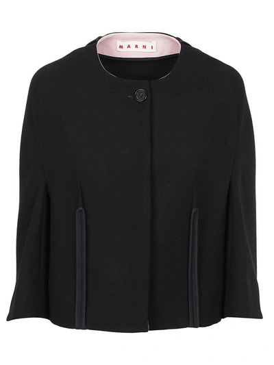 Shop Marni Collarless Structured Jacket In Black