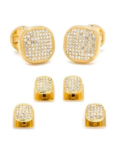 Shop Cufflinks Inc. White Preciosa Pave Cuff Links Stud Set In Gold