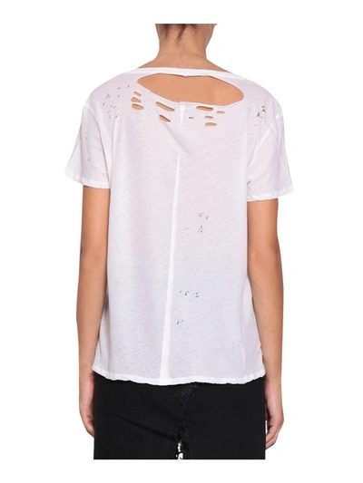 Shop Ben Taverniti Unravel Project Distressed Cotton T-shirt In Bianco