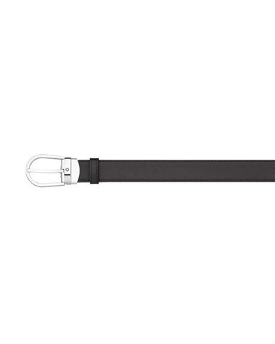 Montblanc Men's Palladium-plated Horseshoe Reversible Leather Belt In Black/brown