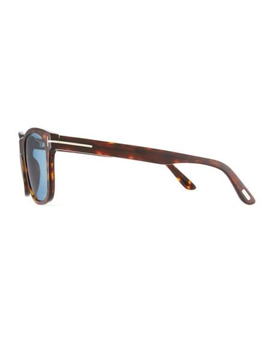 Shop Tom Ford Eric Rectangular Havana Sunglasses In Brown/blue