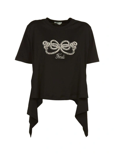 Shop Fendi Handkerchief Hem T-shirt In Nero