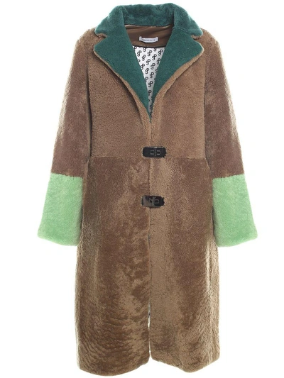 Shop Saks Potts Febbe Colorblocked Shearling Coat In Cammello