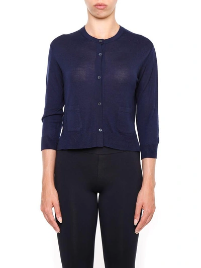 Shop Prada Wool Cardigan In Blublu