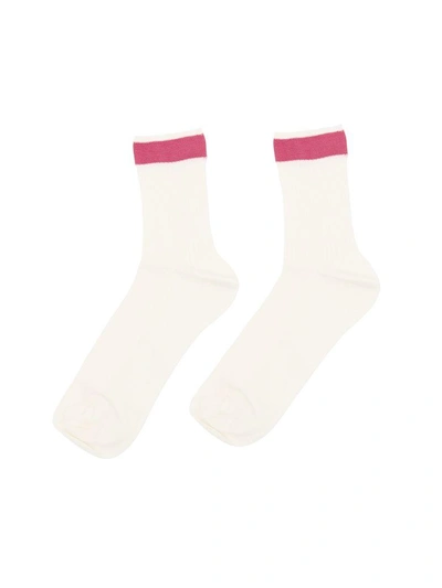 Shop Valentino Bicolor Socks In Shadow Pinkbianco