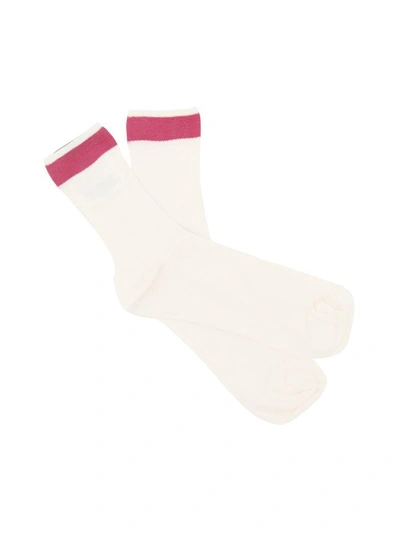 Shop Valentino Bicolor Socks In Shadow Pinkbianco