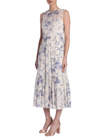 Shop Red Valentino Silk Muslin Dress In Bianco