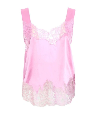 Shop Givenchy Lace Trim Top In Pink & Purple