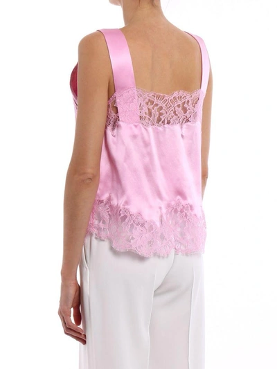 Shop Givenchy Lace Trim Top In Pink & Purple