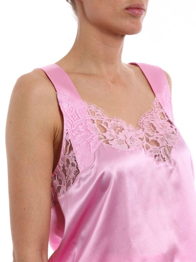 Shop Givenchy Lace Trim Top In Pink & Purple
