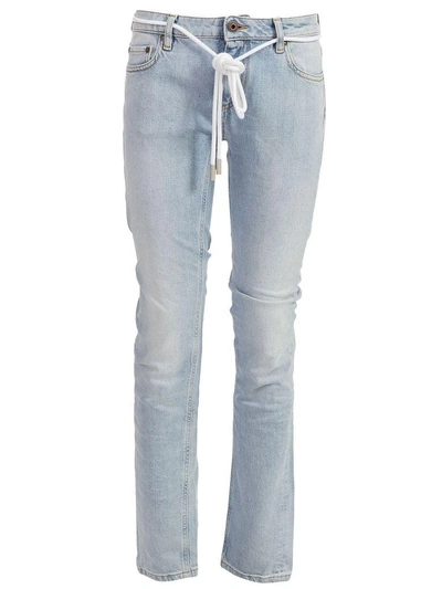 Shop Off-white Striped Pocket Jeans In Bleach