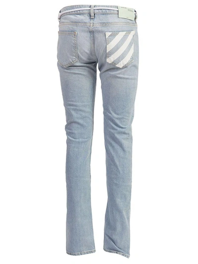 Shop Off-white Striped Pocket Jeans In Bleach