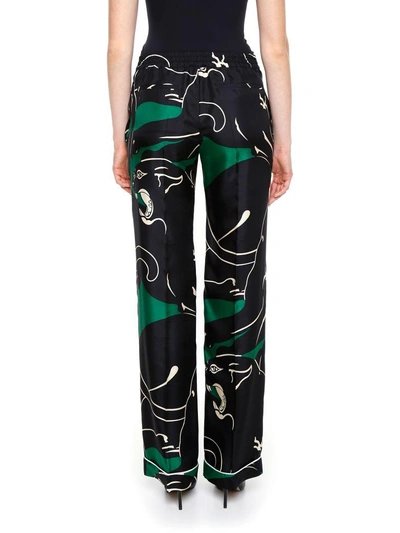 Shop Valentino Panther Trousers In Verde Nero|verde