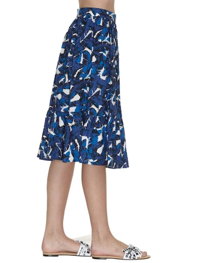 Shop Msgm Skirt In White Blue