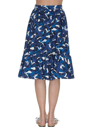 Shop Msgm Skirt In White Blue