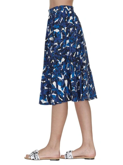 Shop Msgm Skirt In White Blue