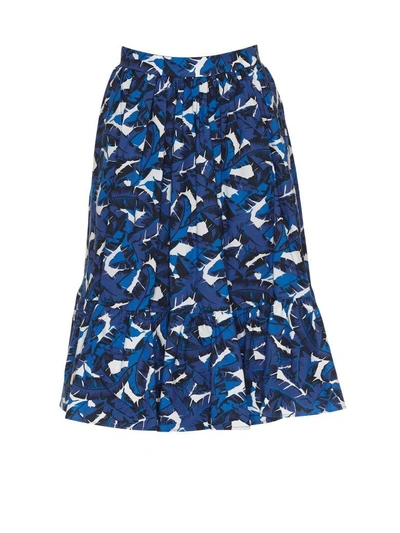 Shop Msgm Skirt In White Blue