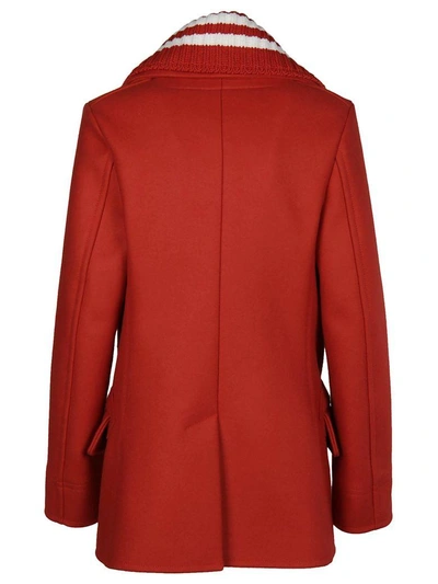 Shop Givenchy Removable Collar Peacoat In Rosso
