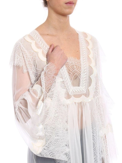 Shop Alberta Ferretti Lace Blouse In White