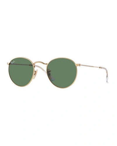 Shop Ray Ban Men's Round Metal Sunglasses, Green, 53mm