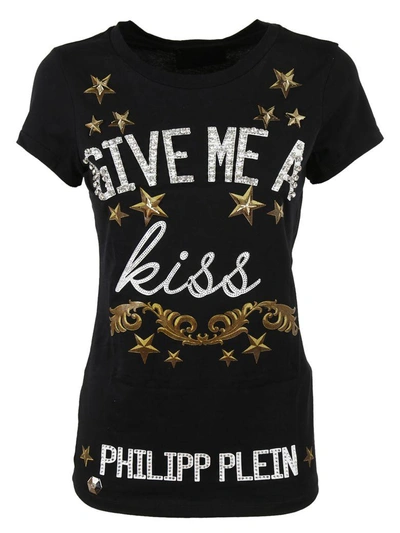 Shop Philipp Plein Give Me A Kiss T-shirt In Black