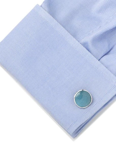Shop Cufflinks Inc. Aquamarine Jade & Sterling Silver Cufflinks In Light Blue