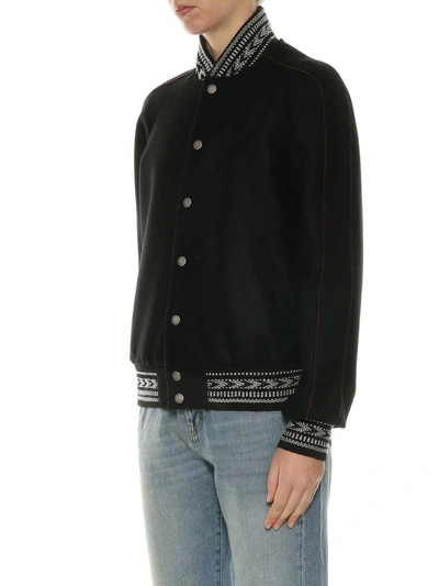 Shop Saint Laurent Wool Bomber Jacket In Nero